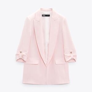 ZARA LADIES PINK BLAZER WITH ROLLED UP SLEEVES